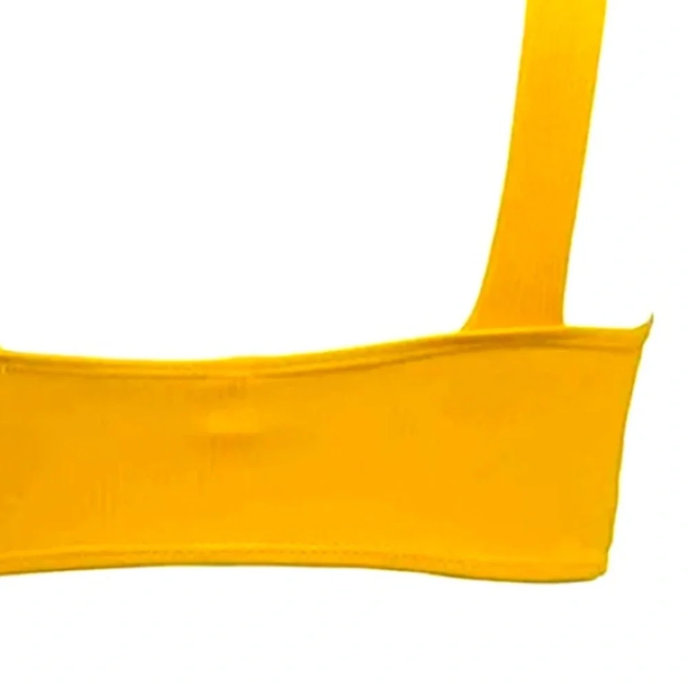 ❌SOLD❌NWT [LARGEBERRY] Ribbed Tie Knot High Waisted Yellow Bikini Womens Medium - Picture 6 of 12